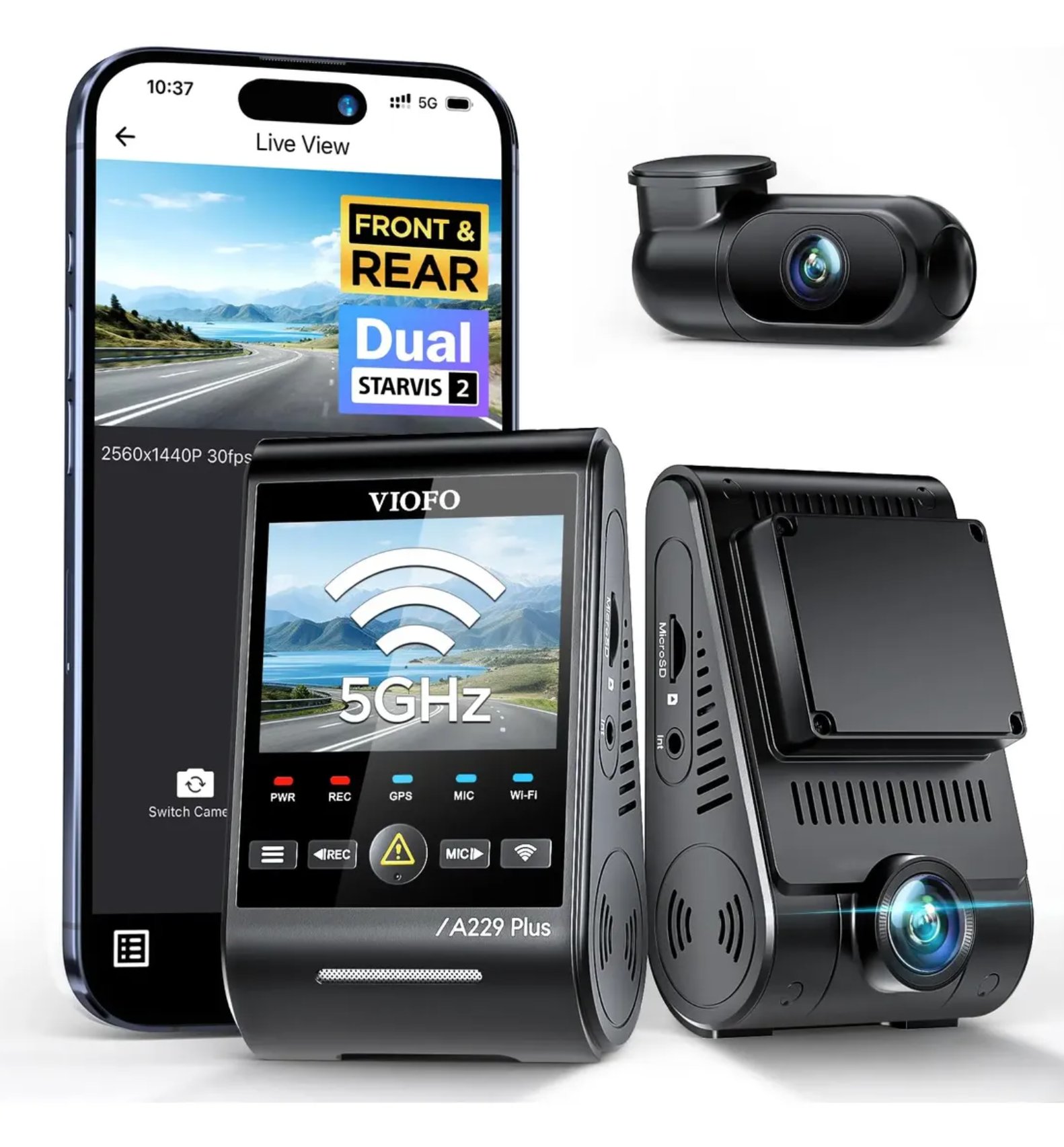 Viofo A229 Plus 2CH dashcam doble Sony STARVIS 2K frontal trasera WiFi 5GHz